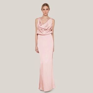 Fame & Partners Libra Satin Cowl Neck Pink Dress size 6